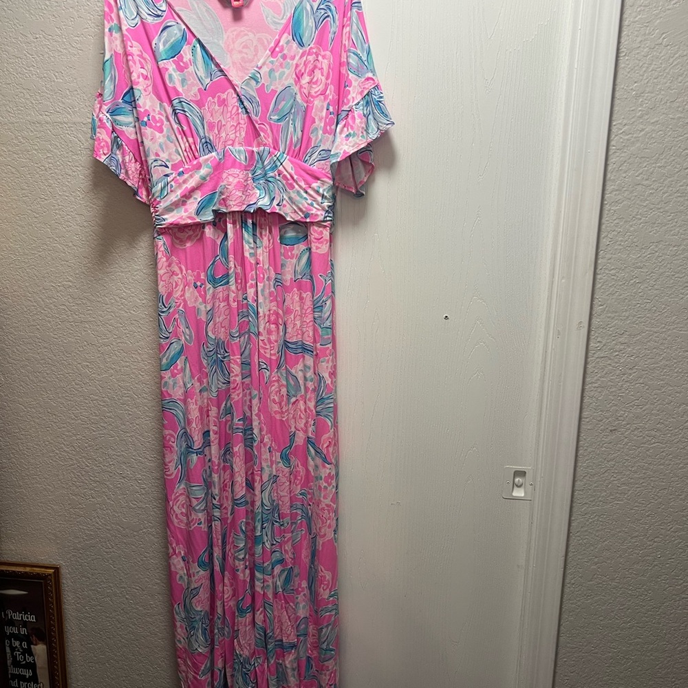 Lilly Pulitzer Pink and Gray Floral Dress